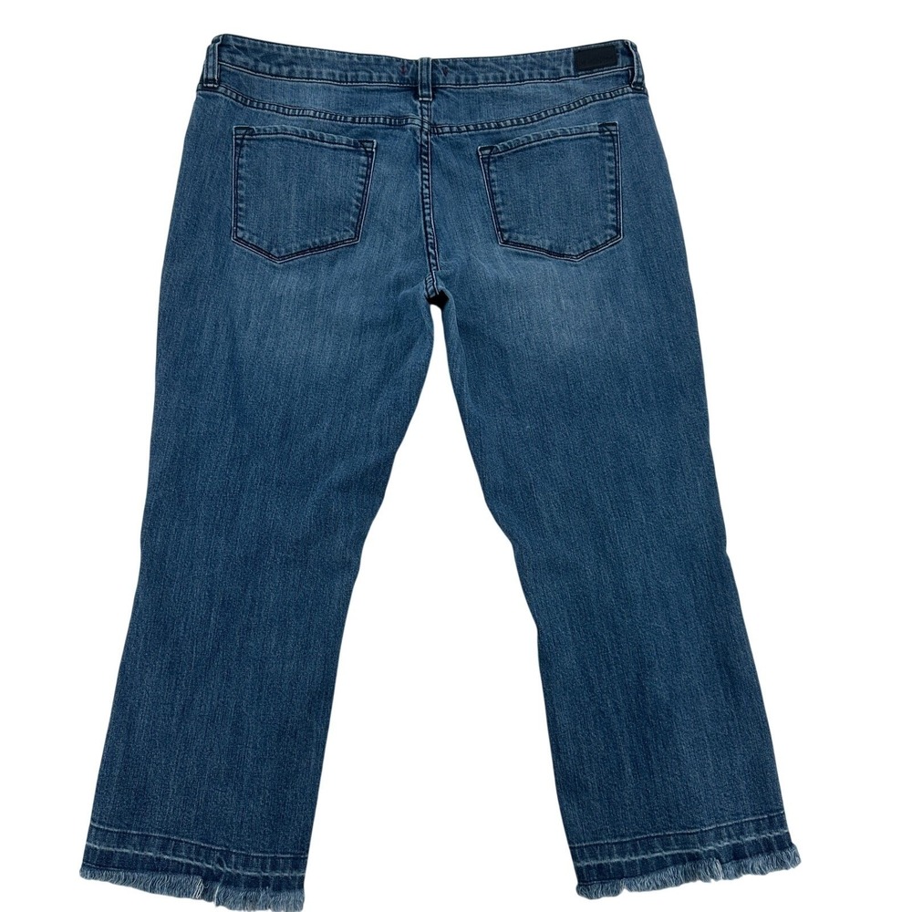 Dear John Blue Denim Cropped Flare Jeans Distressed Released Hem Women Size 32